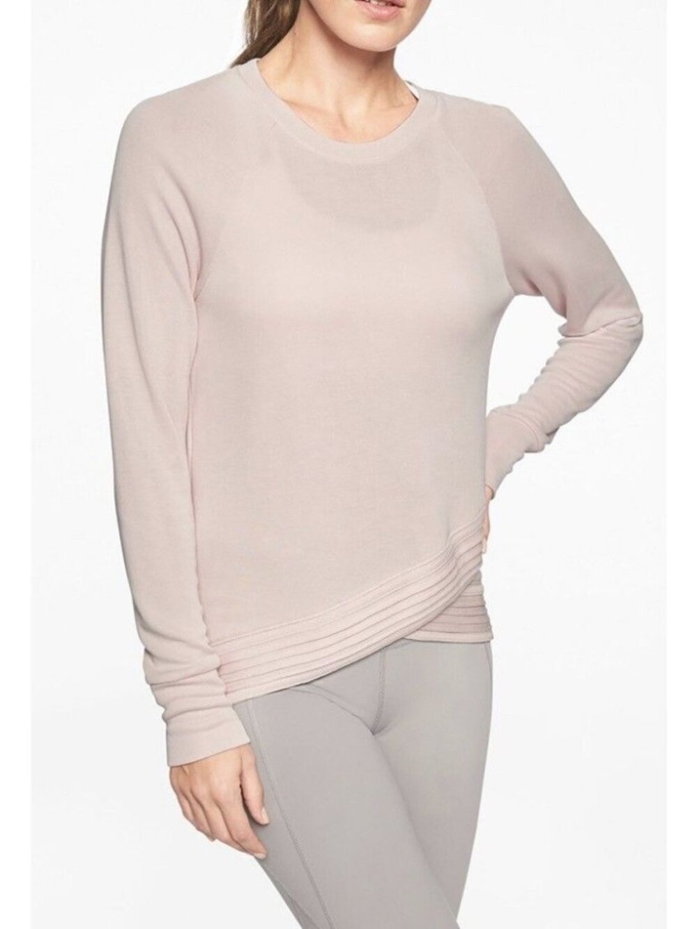Athleta Pink Modal Athleisure Casual Blend Long Sleeve Pullover Top Womens M